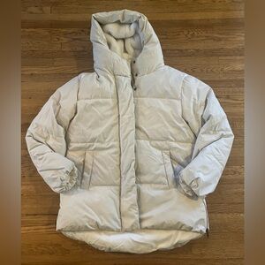 Old Navy Self Care Puffer Coat Fur Lined Side Zip Vents Wish Bone M